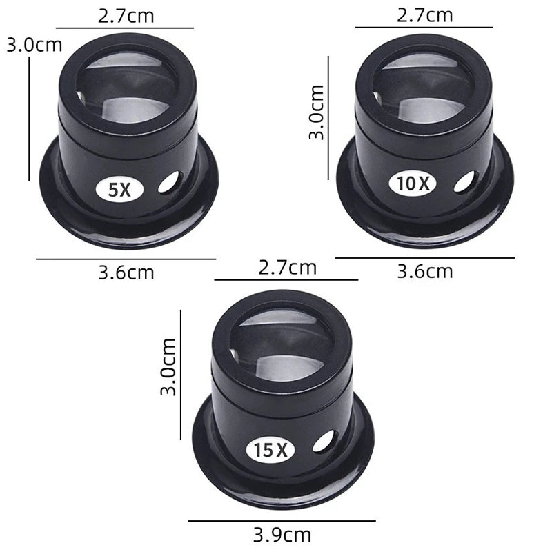 Ensemble de loupes 5X 10X 15X à clipser